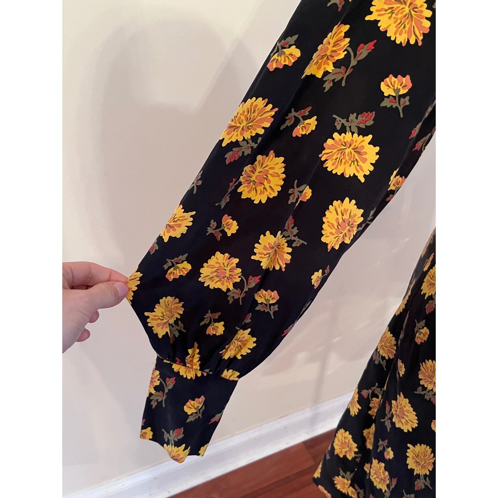 Veronica Beard Marion Floral Silk V-Neck Mini Dress Long Sleeve Size 8 - Picture 7 of 9